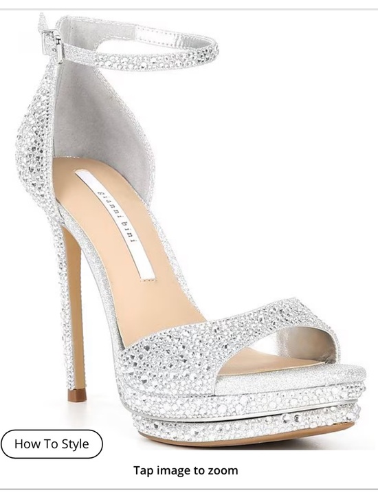 Gianni Bini Shoes - Gianni Bini Silver Crystal Platform Ankle-Strap Stiletto